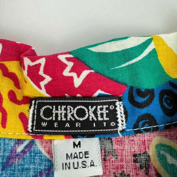 NWT Vintage Cherokee Women Juniors Size M Hawaiian Shirt Floral Short Sleeve USA - Picture 2 of 5
